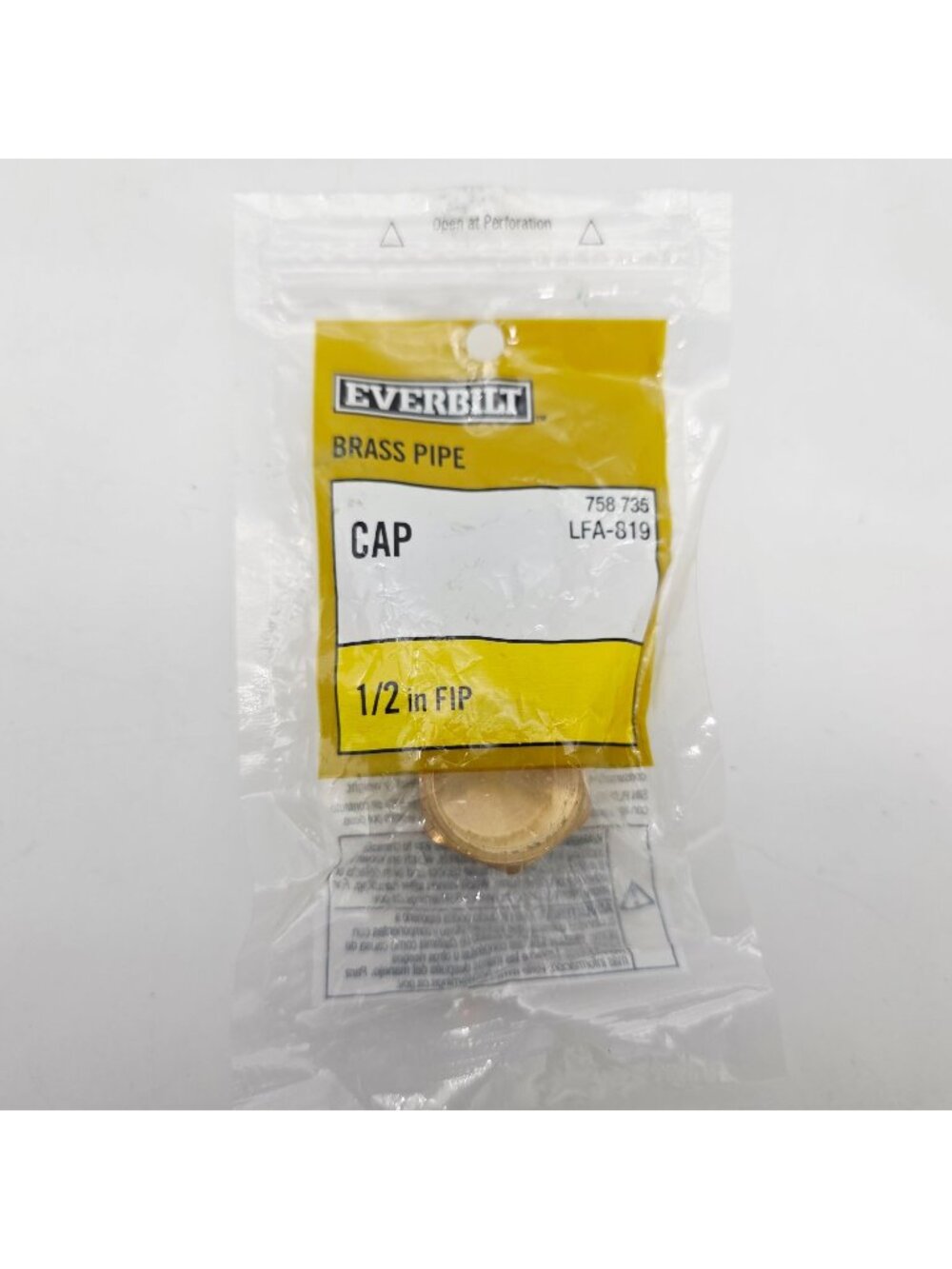 Everbilt Brass Pipe Cap 1/2 In FIP LFA-819 Plumbing Fitting